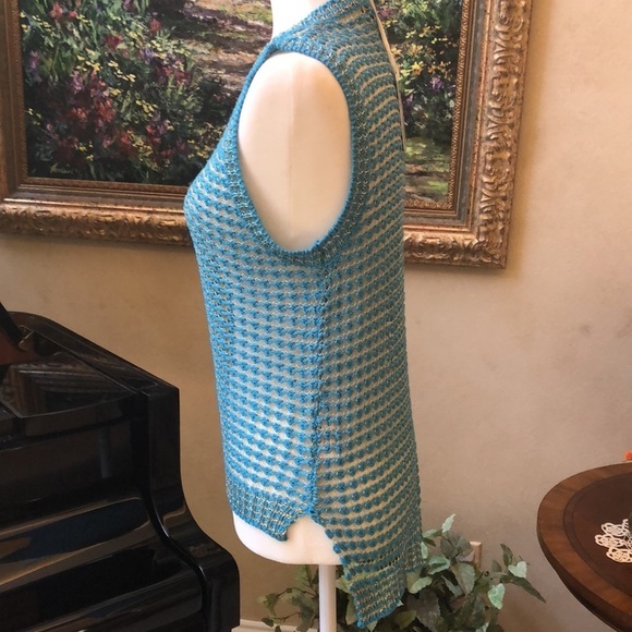 NWT ADORE Turquoise Silver Chain Link Crochet Layering Top Vest Women’s Small - Picture 7 of 16